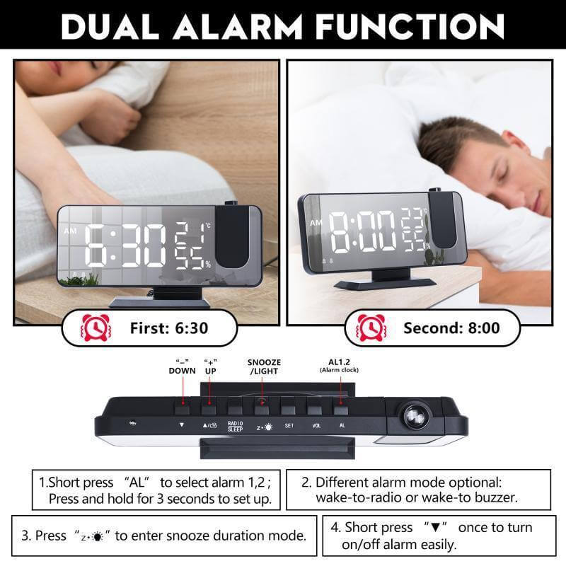LED Digital Alarm Projection Clock - MaviGadget