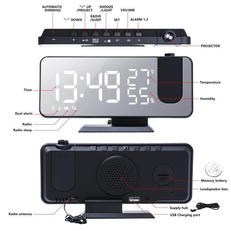 LED Digital Alarm Projection Clock - MaviGadget
