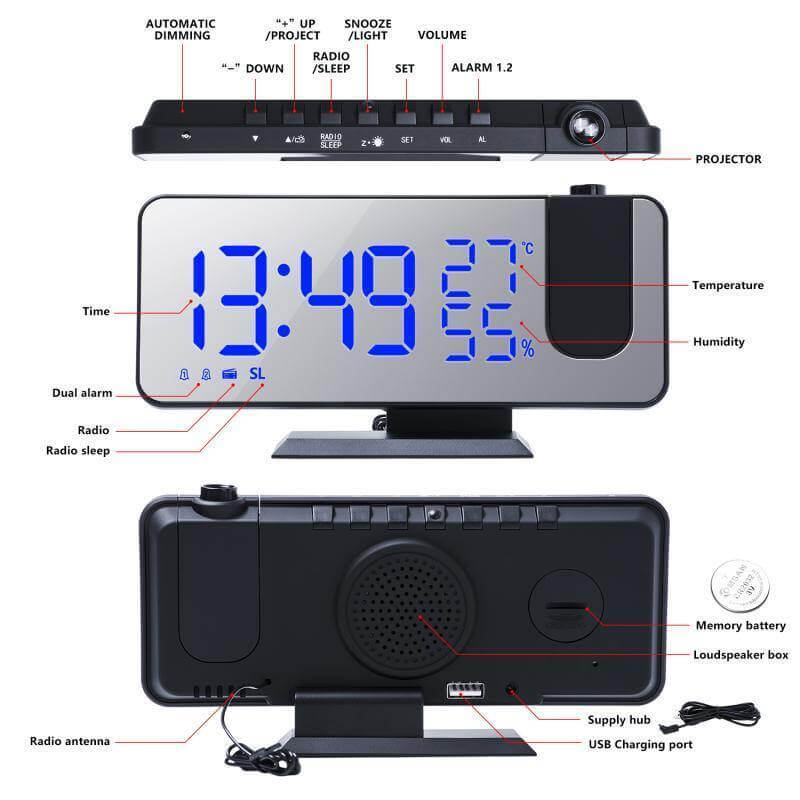 LED Digital Alarm Projection Clock - MaviGadget