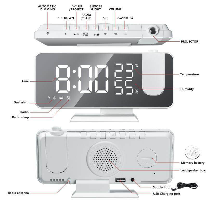 LED Digital Alarm Projection Clock - MaviGadget