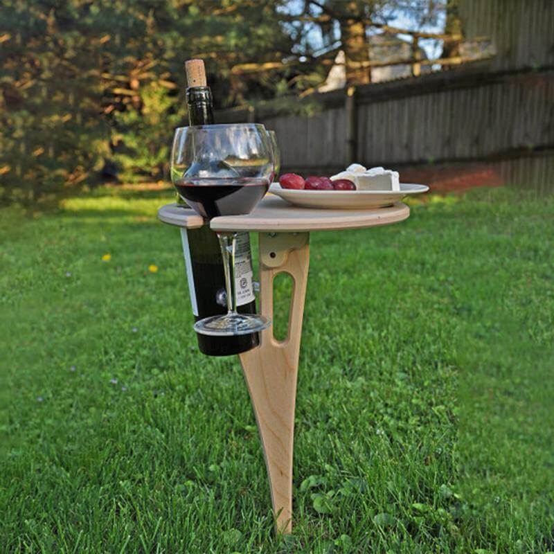 Outdoor Foldable Wood Wine Table - MaviGadget