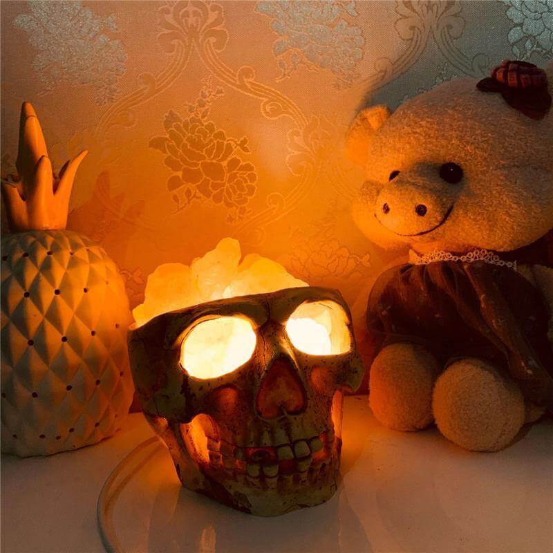 Skull Head Shaped Crystal Salt LED Night Light - MaviGadget