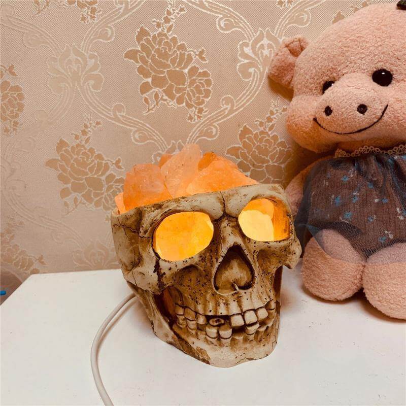 Skull Head Shaped Crystal Salt LED Night Light - MaviGadget