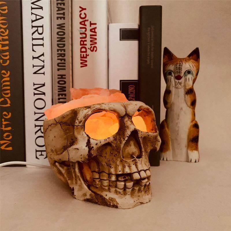 Skull Head Shaped Crystal Salt LED Night Light - MaviGadget