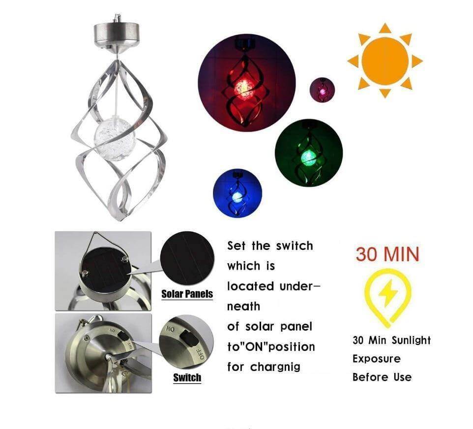 7-Colour Solar Changing LED Wind Chimes Light - MaviGadget
