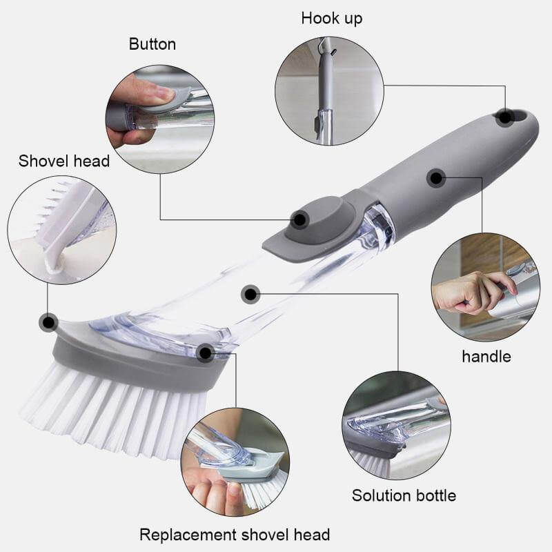 2in1 Liquid Dispenser Dish Washing Brush - MaviGadget