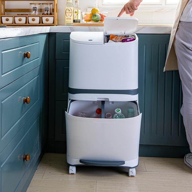 Large Double-Layer Garbage Can with Wheel - MaviGadget
