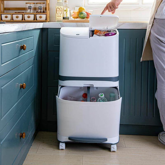Large Double-Layer Garbage Can with Wheel - MaviGadget