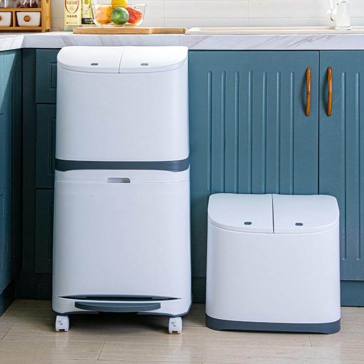 Large Double-Layer Garbage Can with Wheel - MaviGadget