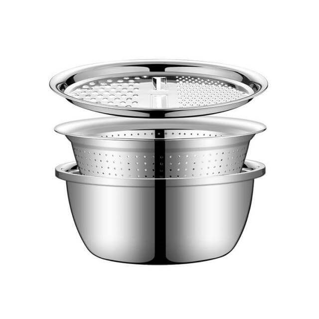 3in1 Stainless Steel Vegetable Slicer with Drain Basket - MaviGadget
