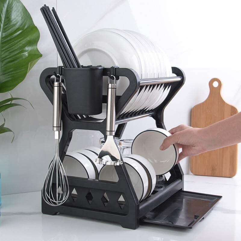 Double-layer Multifunctional Countertop Sink Dish Drying Rack - MaviGadget