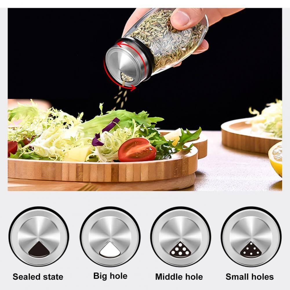 Smart Rotating Stainless Steel Glass Seasoning Set - MaviGadget