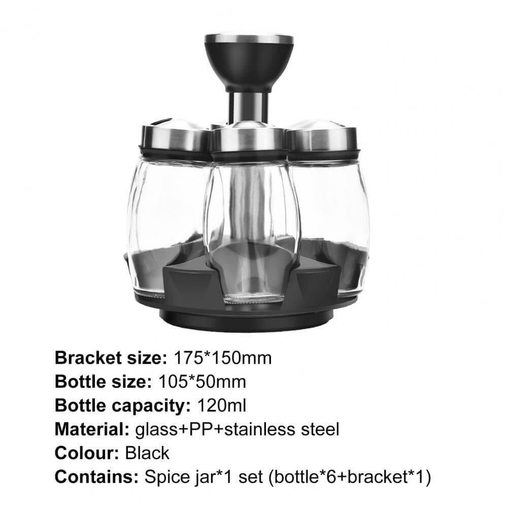Smart Rotating Stainless Steel Glass Seasoning Set - MaviGadget