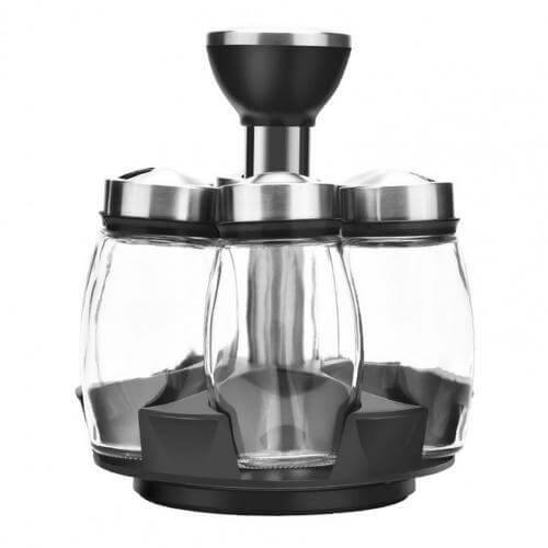 Smart Rotating Stainless Steel Glass Seasoning Set - MaviGadget