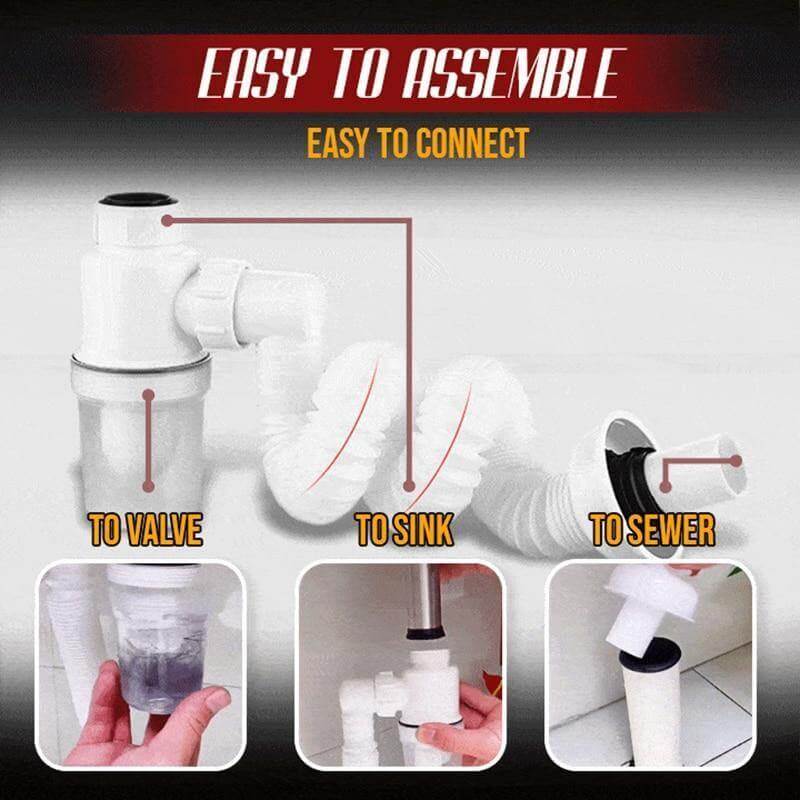 Odor-free Bathroom Kitchen Expandable Filter Pipe - MaviGadget