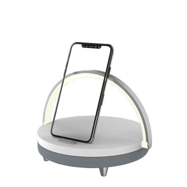 Wooden Base Wireless Charger Speaker Table Lamp - MaviGadget