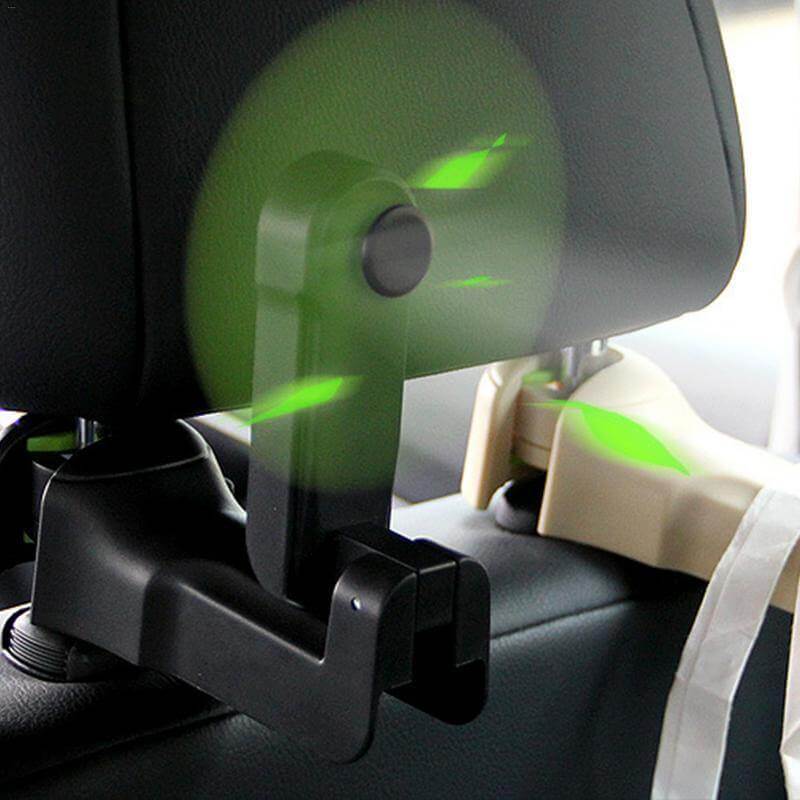 Universal Adjustable Car Headrest Fan with Hook - MaviGadget