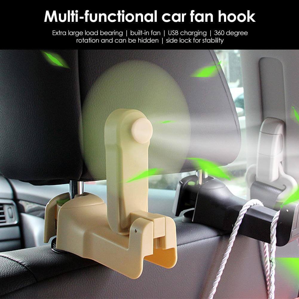 Universal Adjustable Car Headrest Fan with Hook - MaviGadget