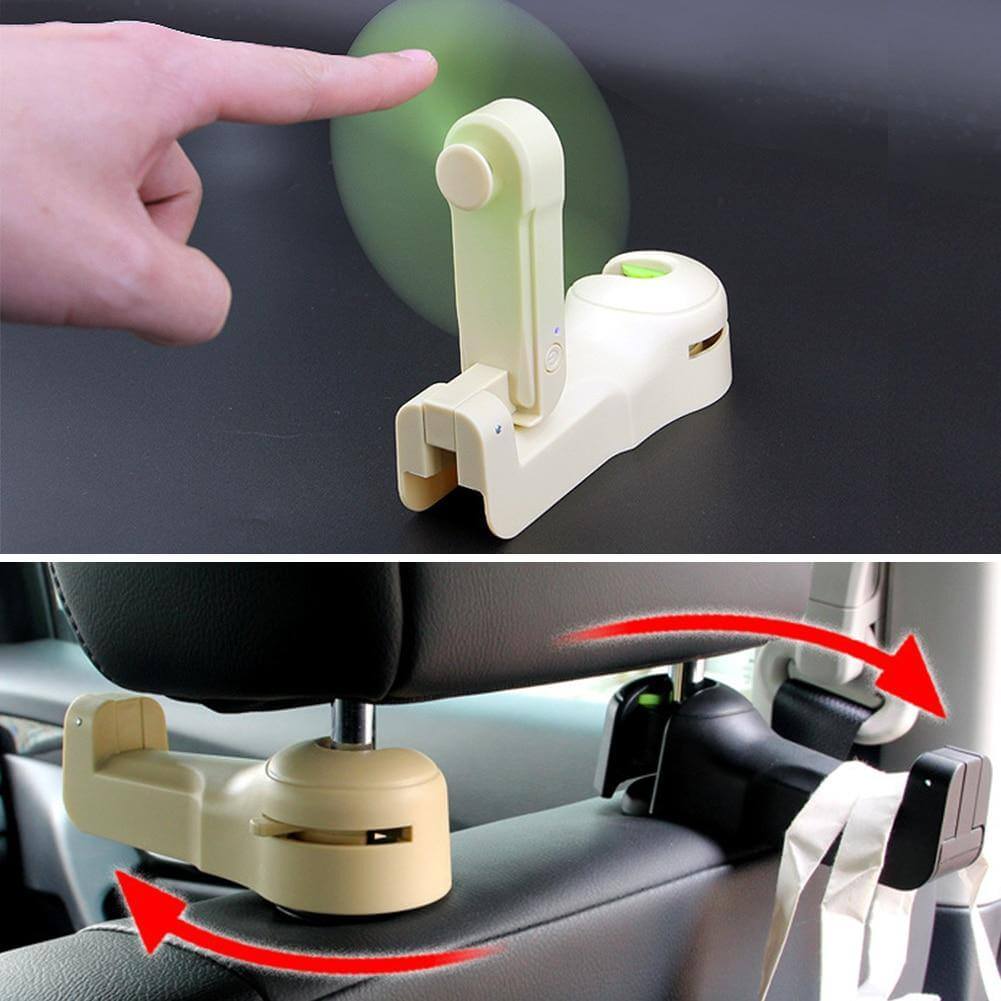 Universal Adjustable Car Headrest Fan with Hook - MaviGadget