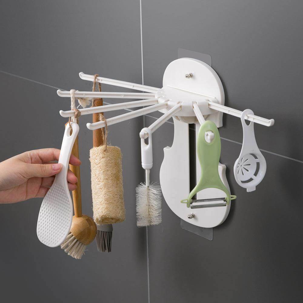 No-Drill Foldable Wall-Mounted Kitchen Storage Rack - MaviGadget