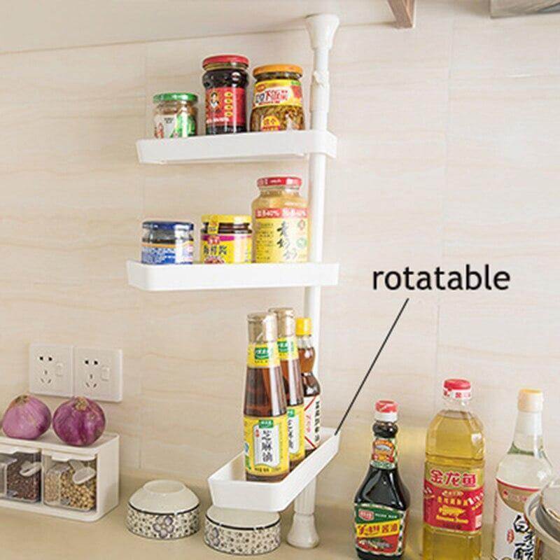 Punch Free Rotating 3-Layer Kitchen Spice Organizer - MaviGadget