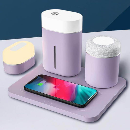 Wireless Charger Humidifier Bluetooth Speaker Night Lamp - MaviGadget