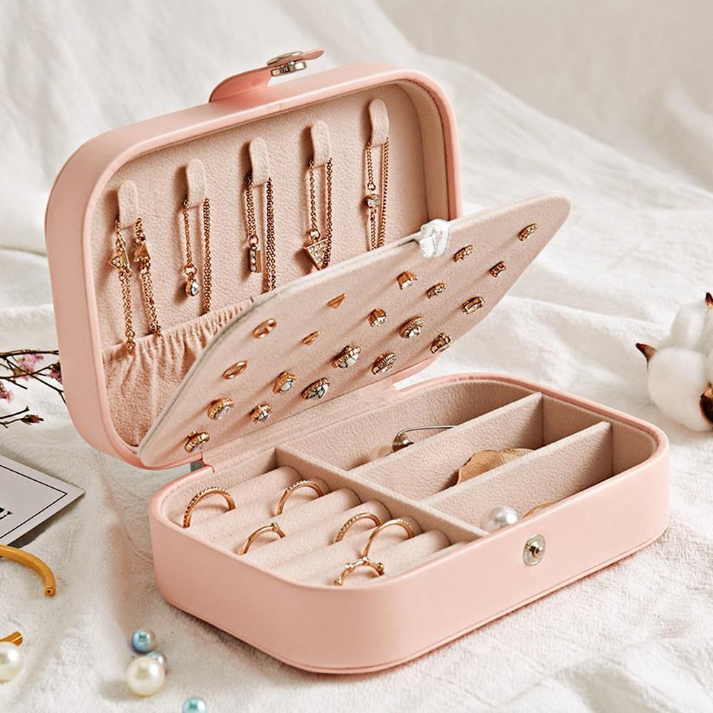 Double-Layer Leather Jewelry Organizer Box - MaviGadget
