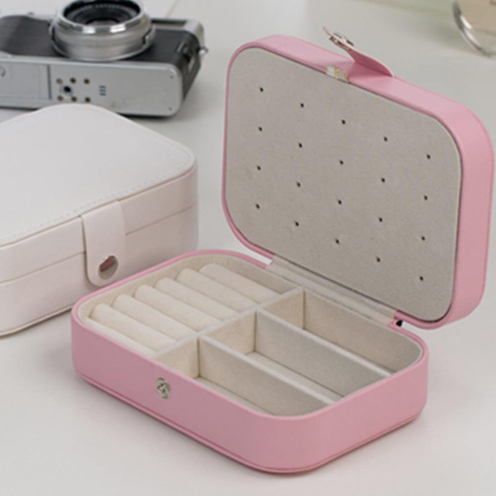 Double-Layer Leather Jewelry Organizer Box - MaviGadget
