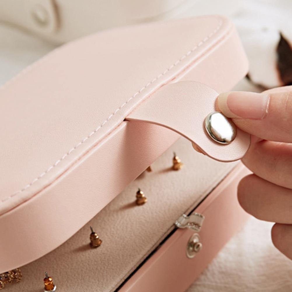 Double-Layer Leather Jewelry Organizer Box - MaviGadget