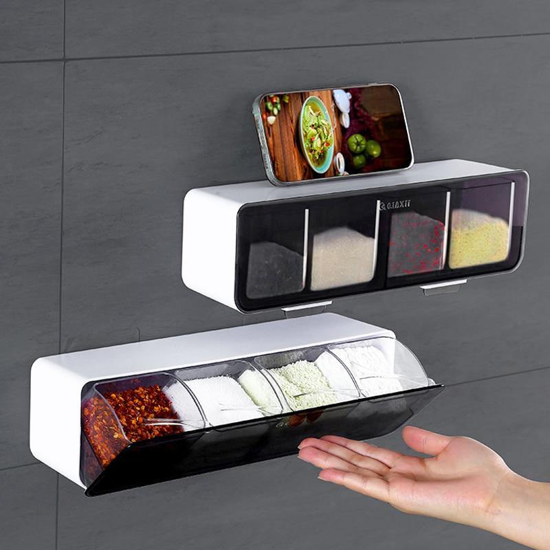 Wall-Mounted Spice Seasoning Jar Rack - MaviGadget
