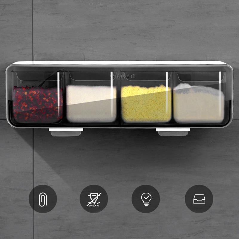 Wall-Mounted Spice Seasoning Jar Rack - MaviGadget