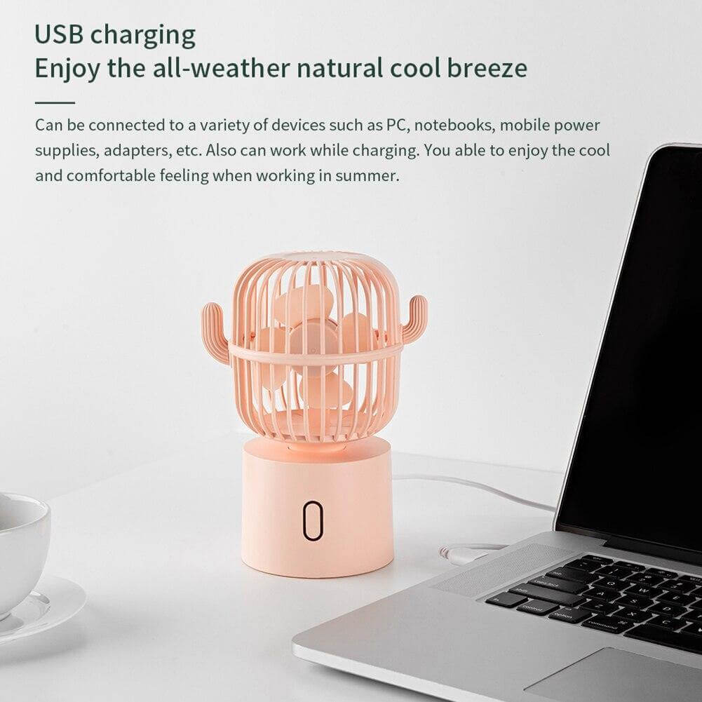 Rechargeable USB Portable Mini Cactus Fan - MaviGadget