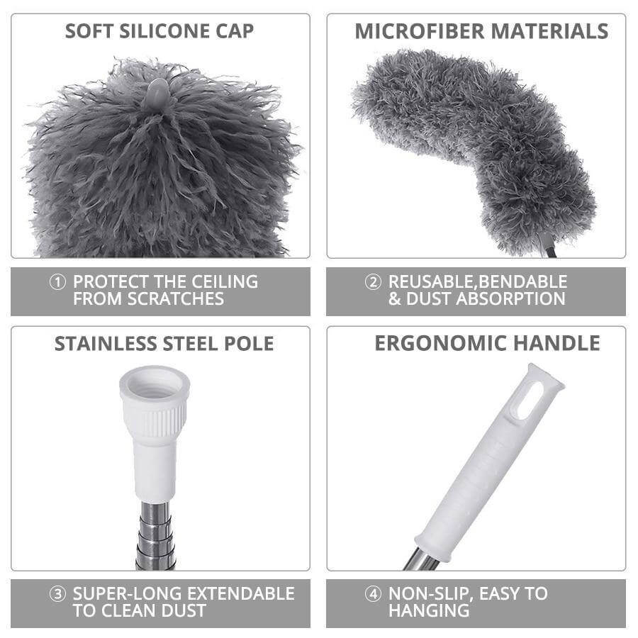 Ultra-Long Retractable Adjustable Microfiber Dust Brush - MaviGadget
