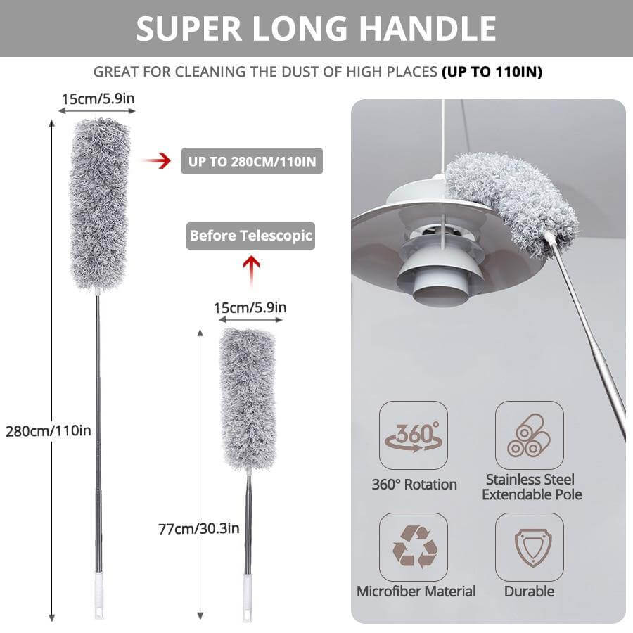 Ultra-Long Retractable Adjustable Microfiber Dust Brush - MaviGadget