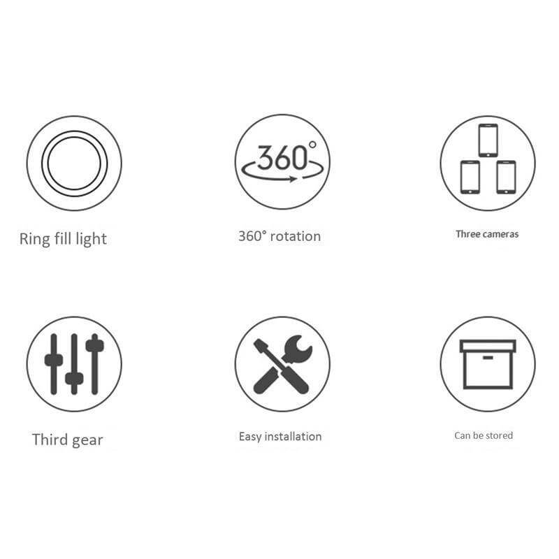3 Modes Dimmable Foldable LED Selfie Round Light - MaviGadget