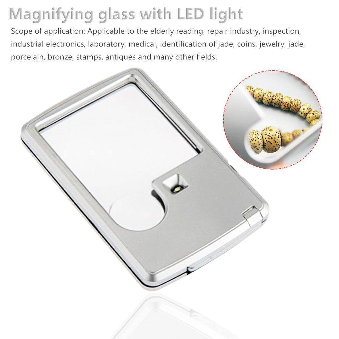 Pocket Credit Card Size Mini Led Light Magnifying Glass - MaviGadget
