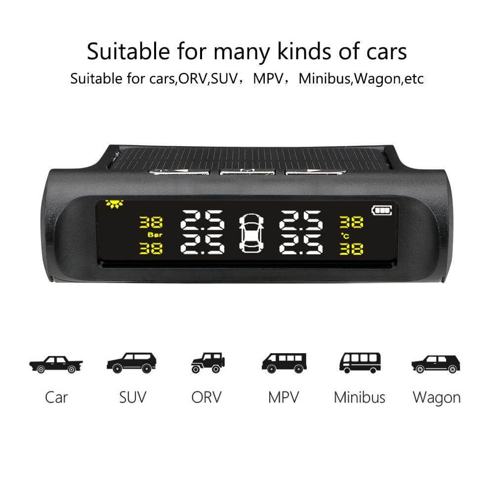 Solar Power Car Tire Pressure Sensor Monitoring System - MaviGadget