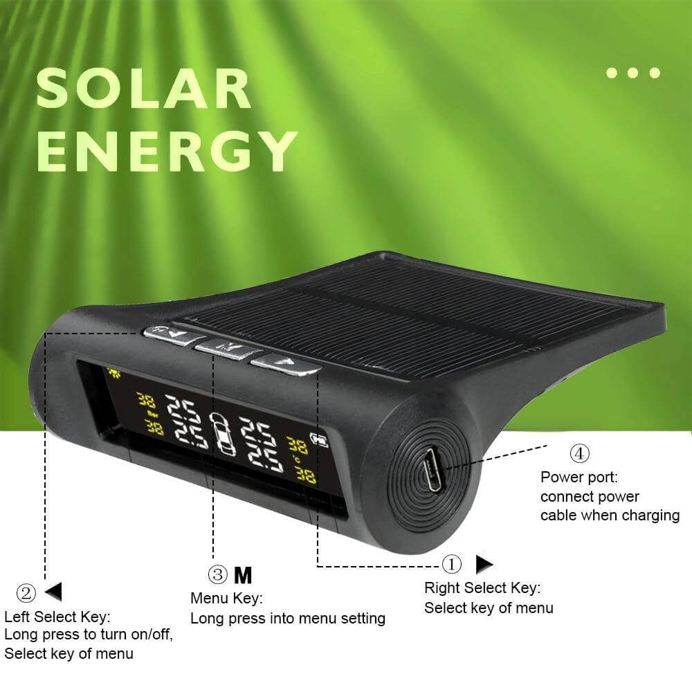 Solar Power Car Tire Pressure Sensor Monitoring System - MaviGadget