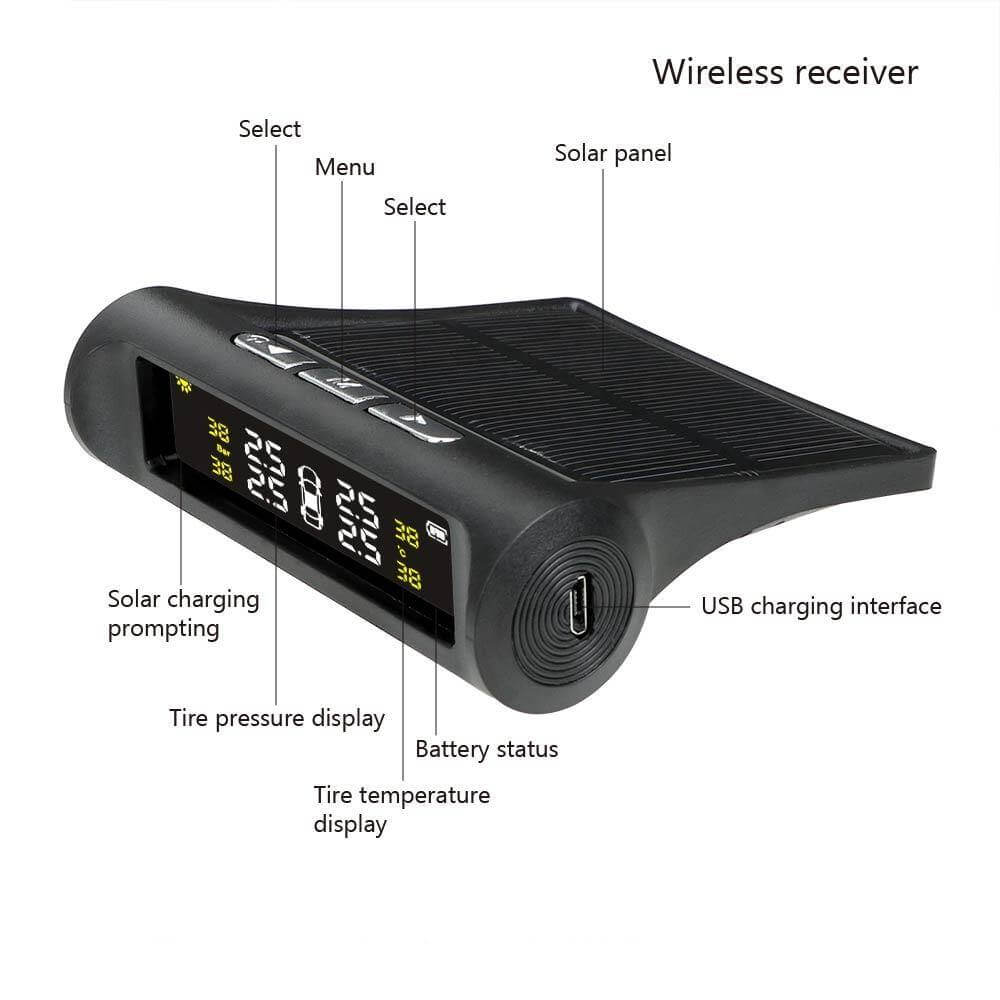 Solar Power Car Tire Pressure Sensor Monitoring System - MaviGadget