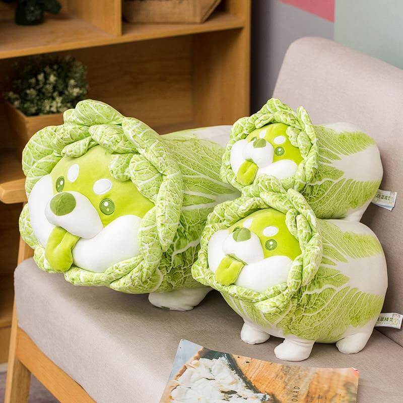 Cute Vegetable Cabbage Stuffed Dog  Pillow - MaviGadget