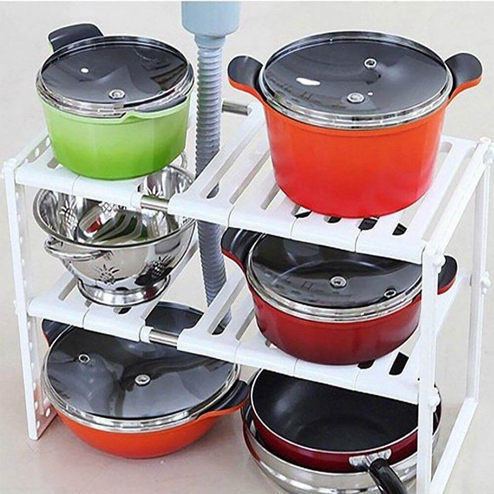 Adjustable Double Layer Kitchen Dish Storage Rack - MaviGadget