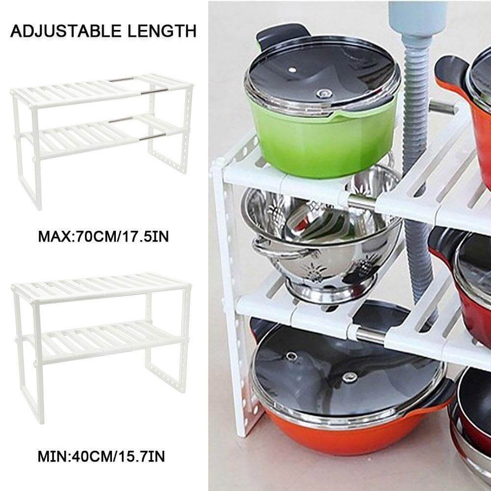Adjustable Double Layer Kitchen Dish Storage Rack - MaviGadget