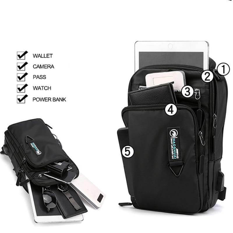 Waterproof USB Cross Body Shoulder Bag - MaviGadget
