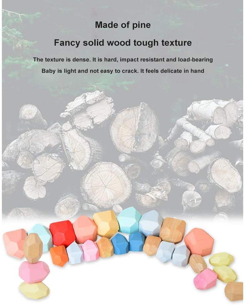 Colorful Wooden Stone Kids Intelligent Stacking Game - MaviGadget