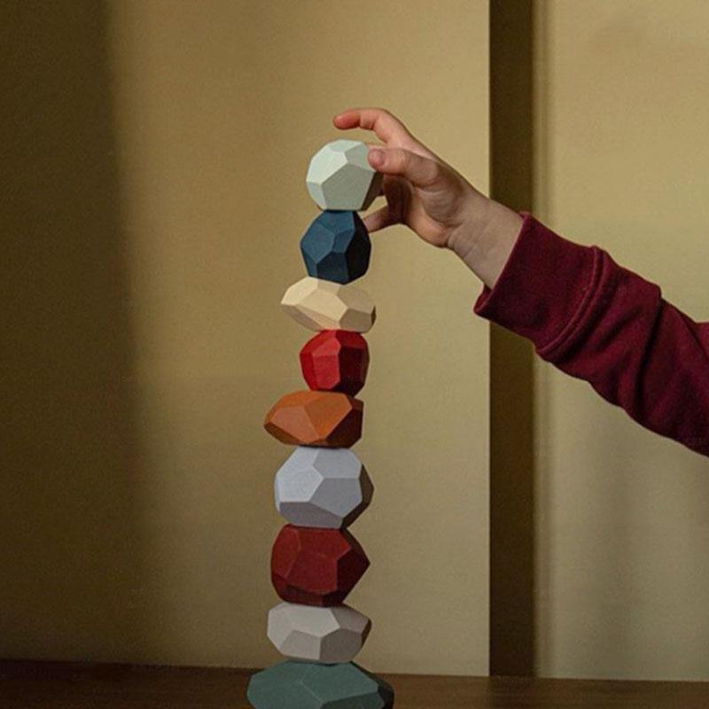 Colorful Wooden Stone Kids Intelligent Stacking Game - MaviGadget