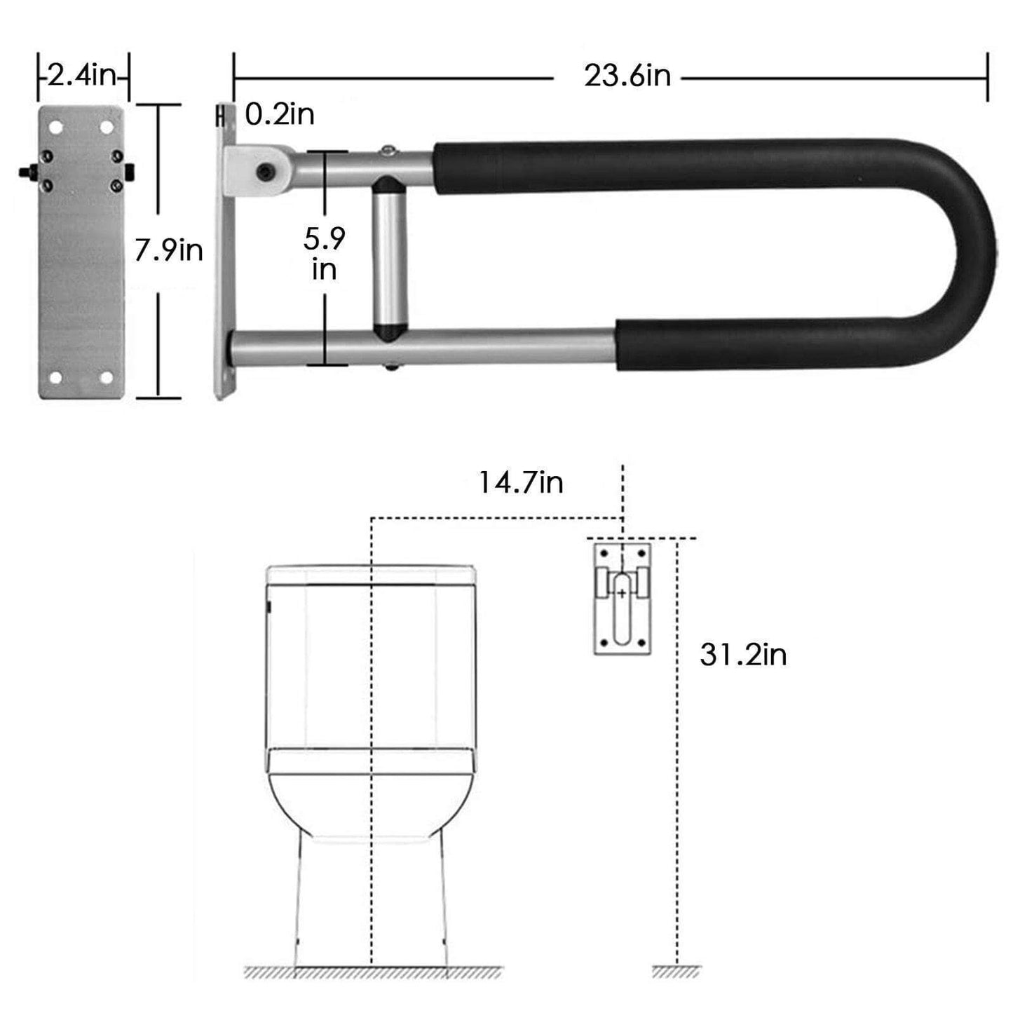 Elderly Handicap Bathroom Foldable Armrest - MaviGadget