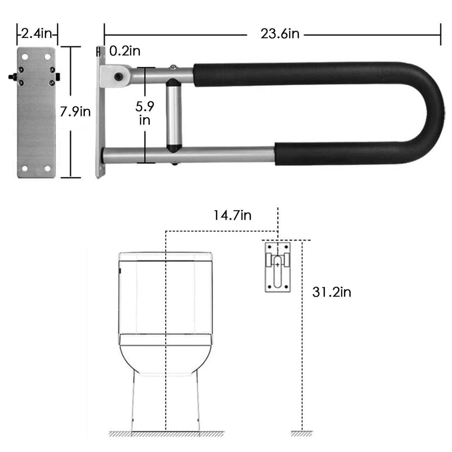 Elderly Handicap Bathroom Foldable Armrest - MaviGadget