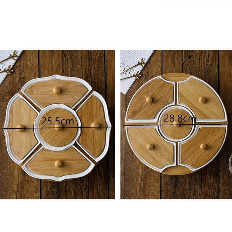 Five Grid Rotating Ceramic Breakfast Platter - MaviGadget