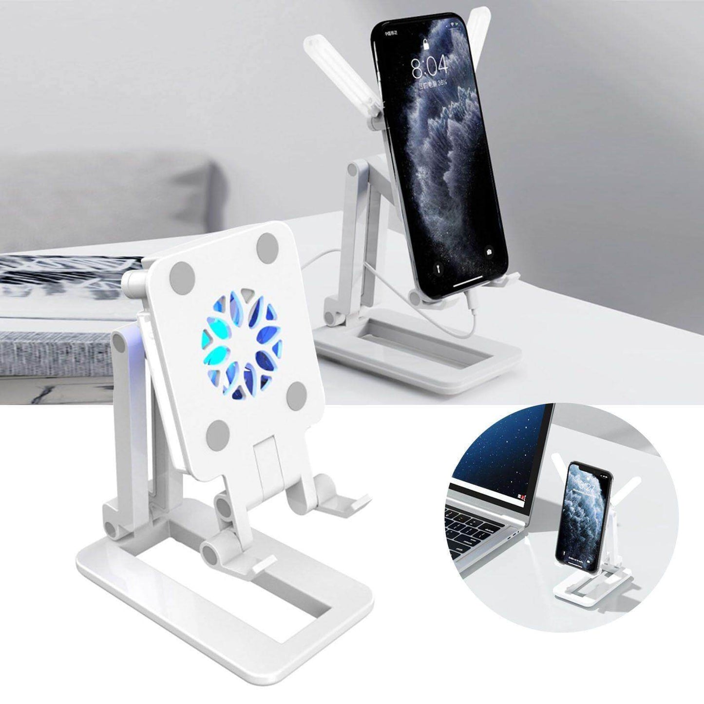 3in1 Selfie Light Adjustable Cooling Fan Phone Holder - MaviGadget