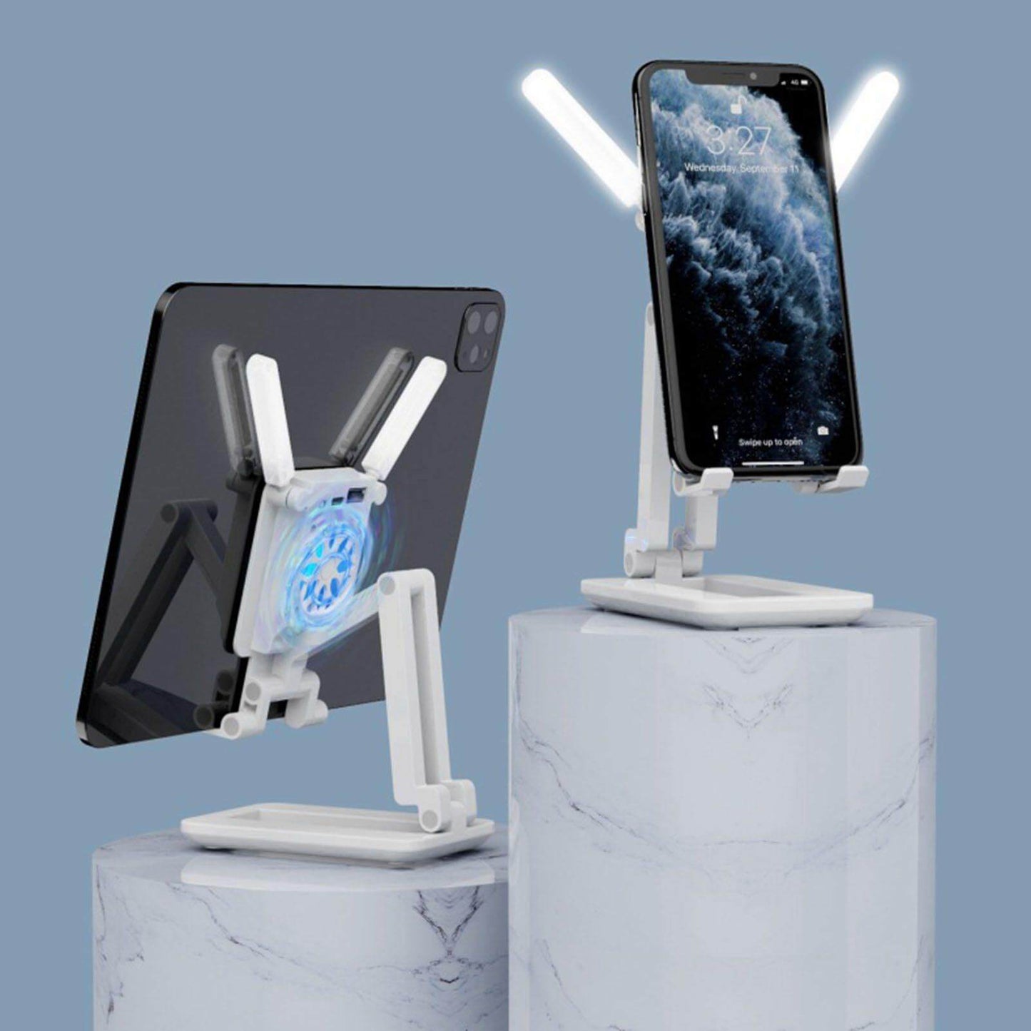 3in1 Selfie Light Adjustable Cooling Fan Phone Holder - MaviGadget
